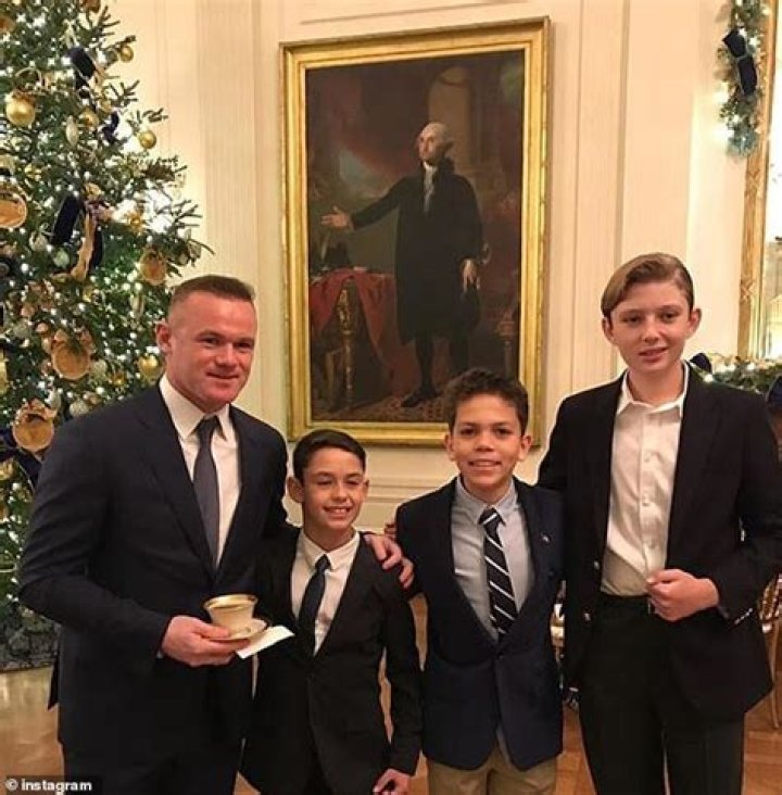 Barron Trump Looks Taller Than Ever While Meeting Soccer Legend Wayne Rooney At Xmas Party