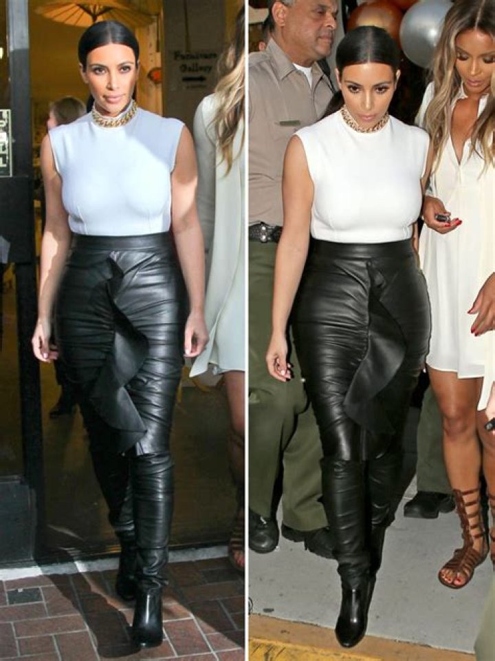 Kim Kardashian Booty Skirt — Sexy Leather Black Outfit Shows Off Butt – Hollywood Life