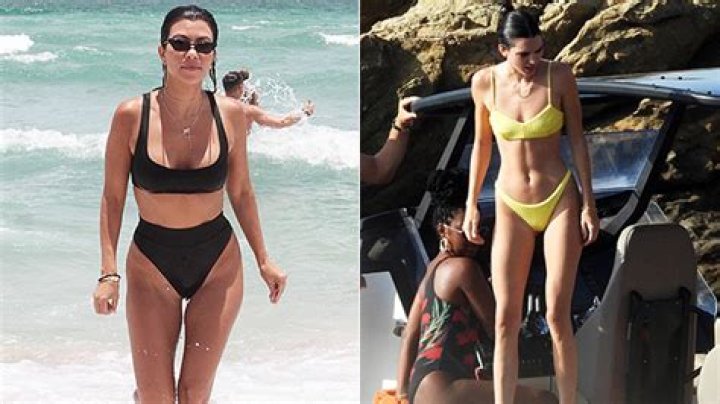 Kourtney Kardashian & Kendall Jenner Show Off Toned Bodies In Bikinis During Sardinia Vacation