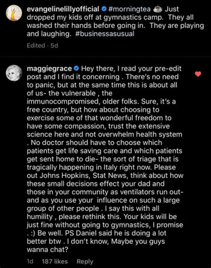 ‘Lost’s Maggie Grace Slams Evangeline Lilly For Coronavirus Comments – Hollywood Life