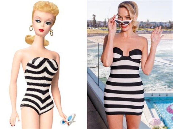 Margot Robbie’s Striped Mini Dress Channels 1950s Barbie: Photos – Hollywood Life