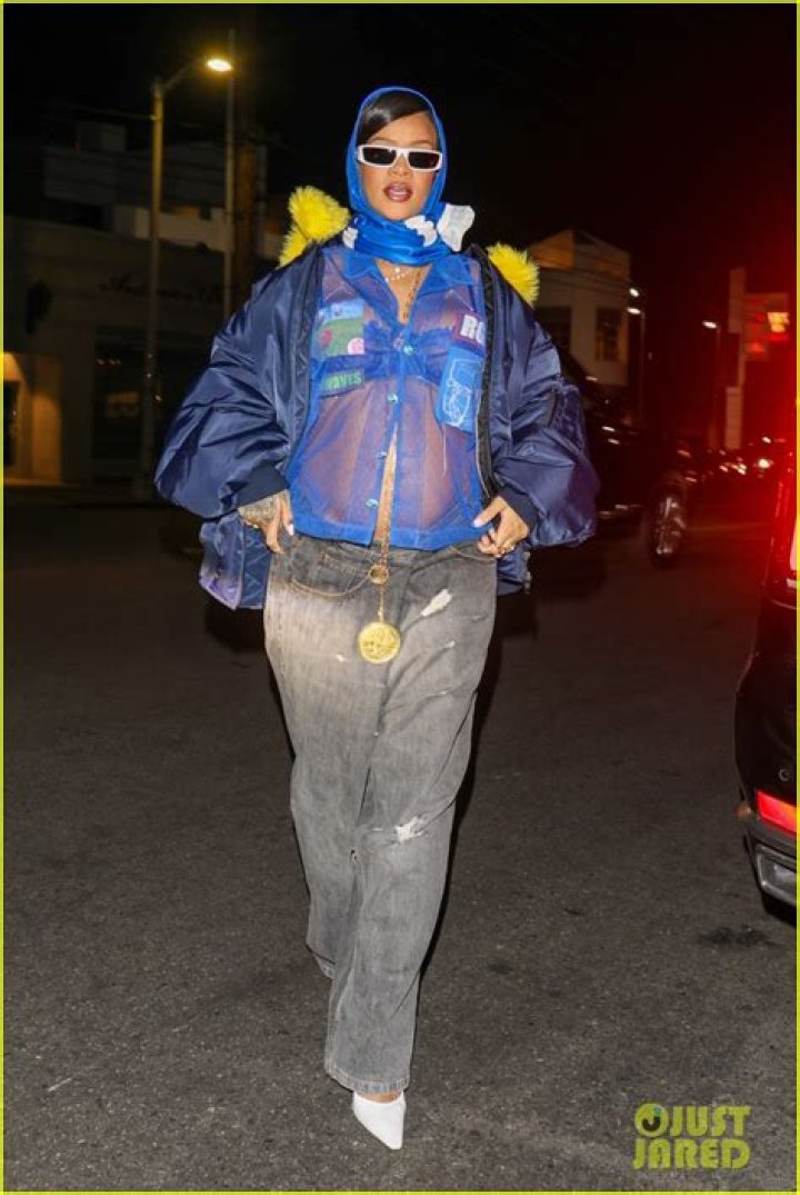 Rihanna’s Sheer Blue Shirt – Baby Bump For Super Bowl – Photos – Hollywood Life