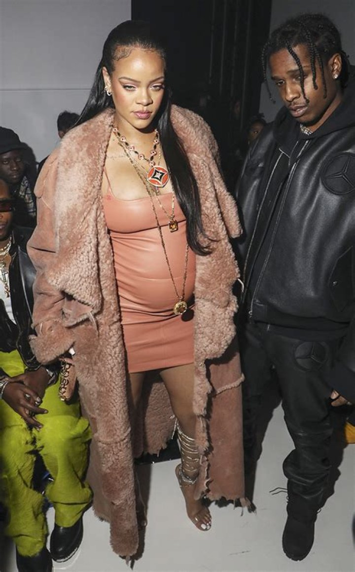Rihanna Shows Off Baby Bump In Skintight Leather Mini Dress At Paris Fashion Week